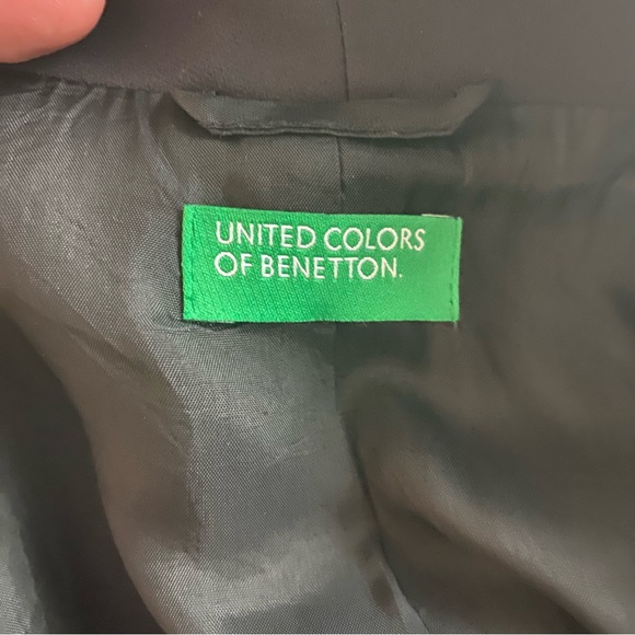 United Colors of Benetton White Blazer With Leopard Print Sleeves Size 2 - Picture 4 of 8